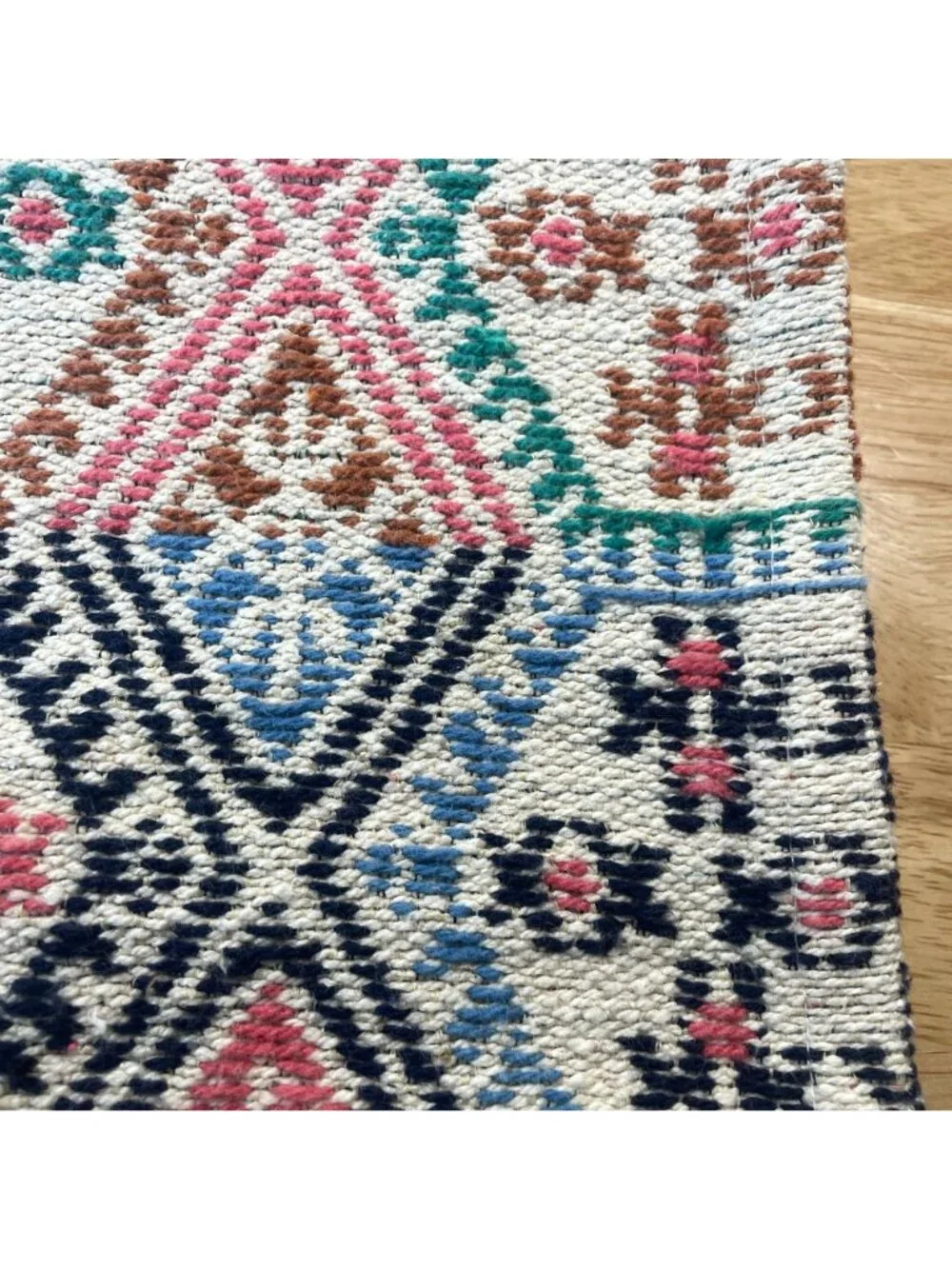 Long Woven Kilim Table Runner Heavy Farmhouse Western Boho 69x12.25